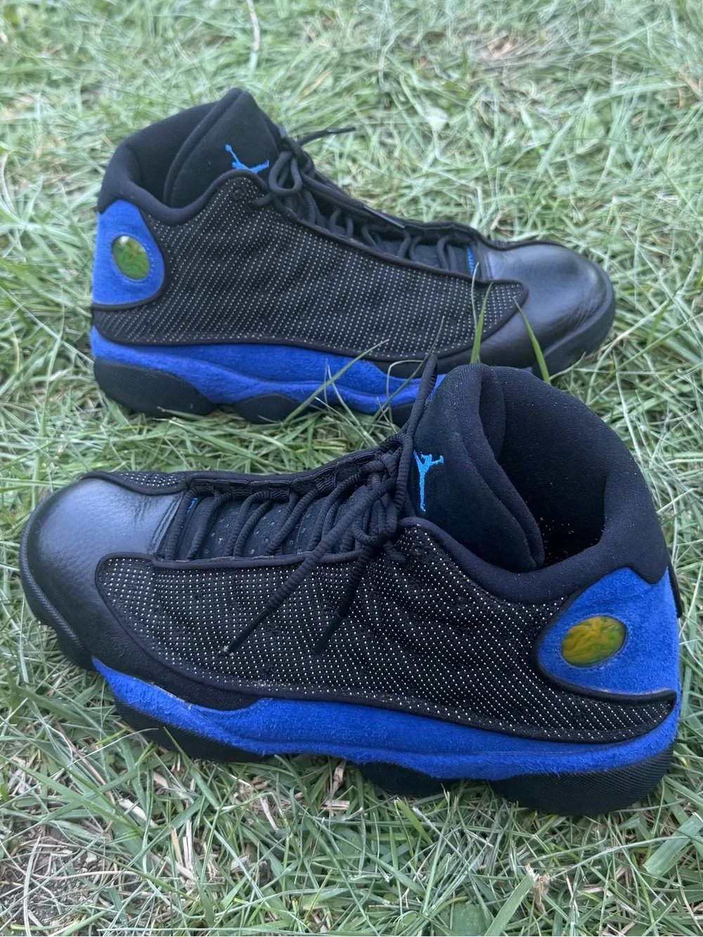 Jordan Black and Royal Blue High-Top Basketball Sneakers